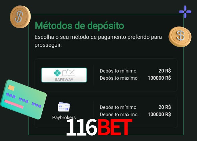 O cassino 116Bet oferece uma grande variedade de métodos de pagamento